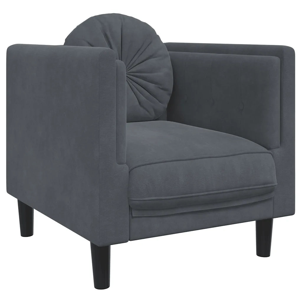 Poltrona | Sedia Relax con Cuscino Grigio Scuro in Velluto