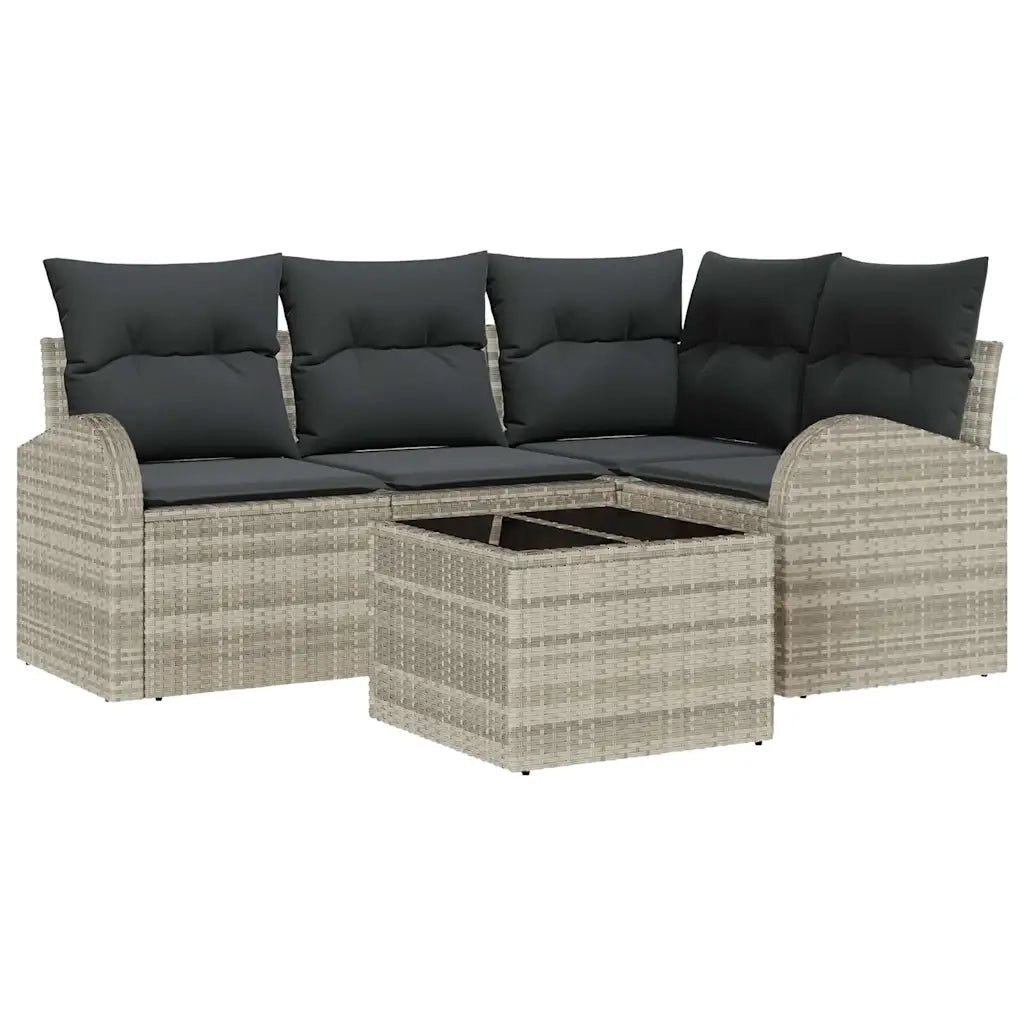 Set Divano da Giardino 5 pcs Grigio chiaro polyrattan 3346032