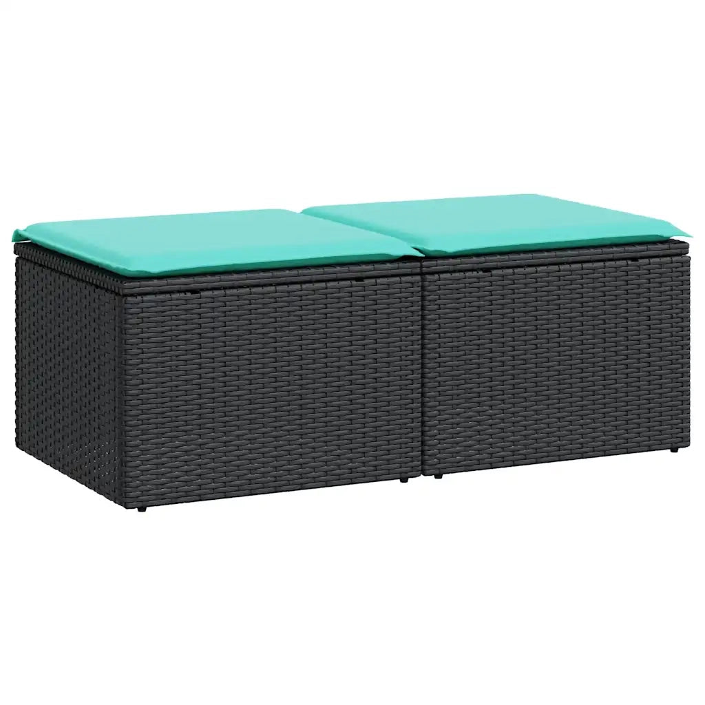 Set Divani da Giardino con Cuscini 2 pz Nero Polyrattan Acacia 3328660