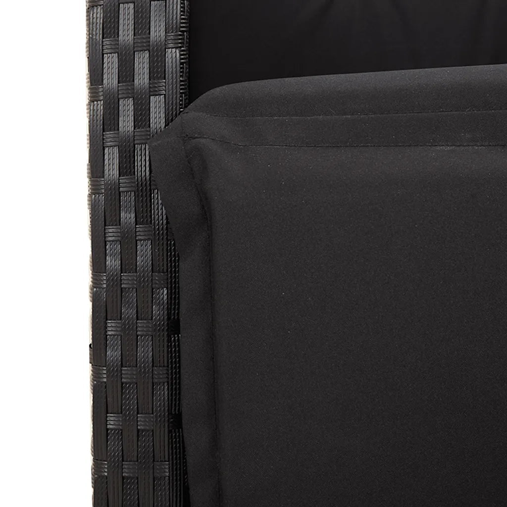 Set da Pranzo da Giardino 5 pz Nero con Cuscini in Polyrattan 3277390