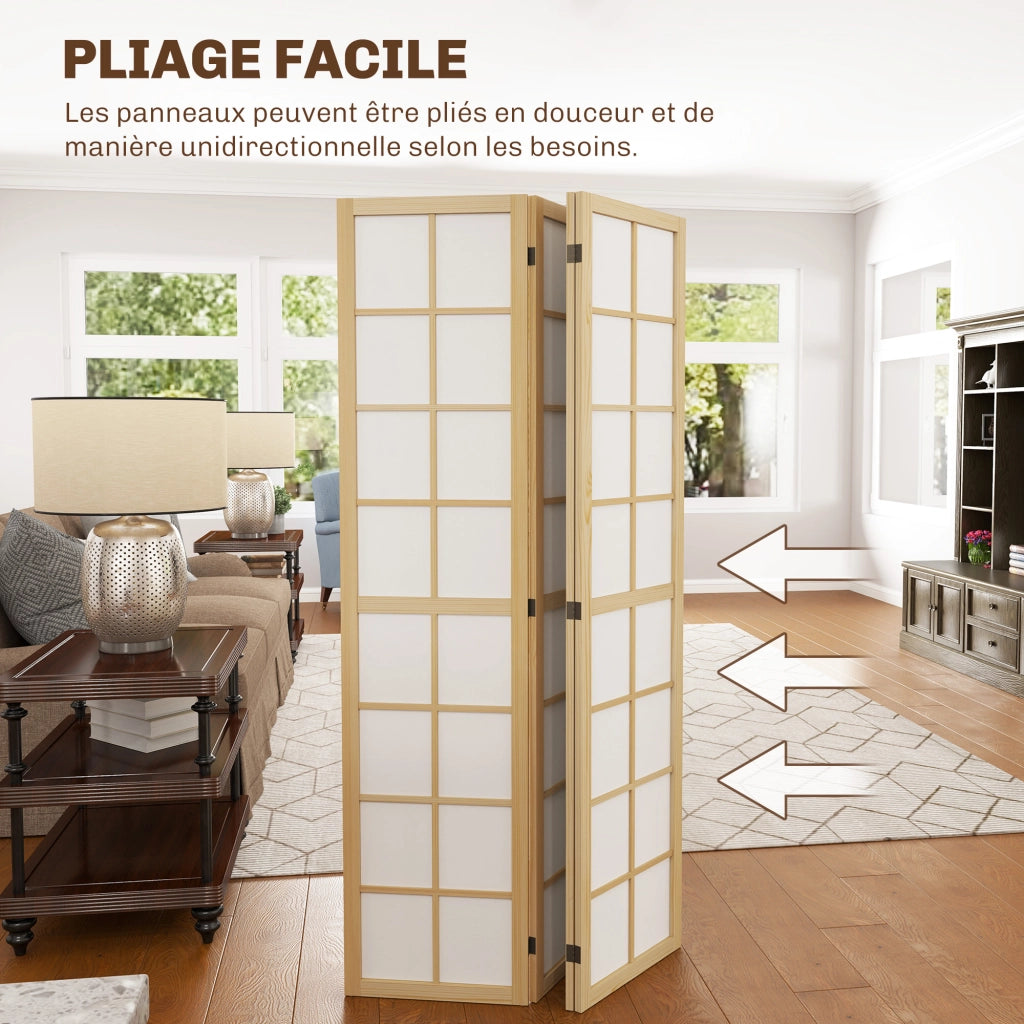 Paravento 4 Ante Pieghevole ¨C Minimal ¨C Naturale 160x170 cm