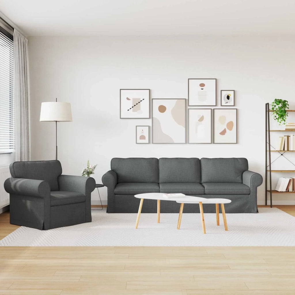 Set di divani 2 pcs Grigio scuro 245 x 82 x 80 cm Tessuto 3407619
