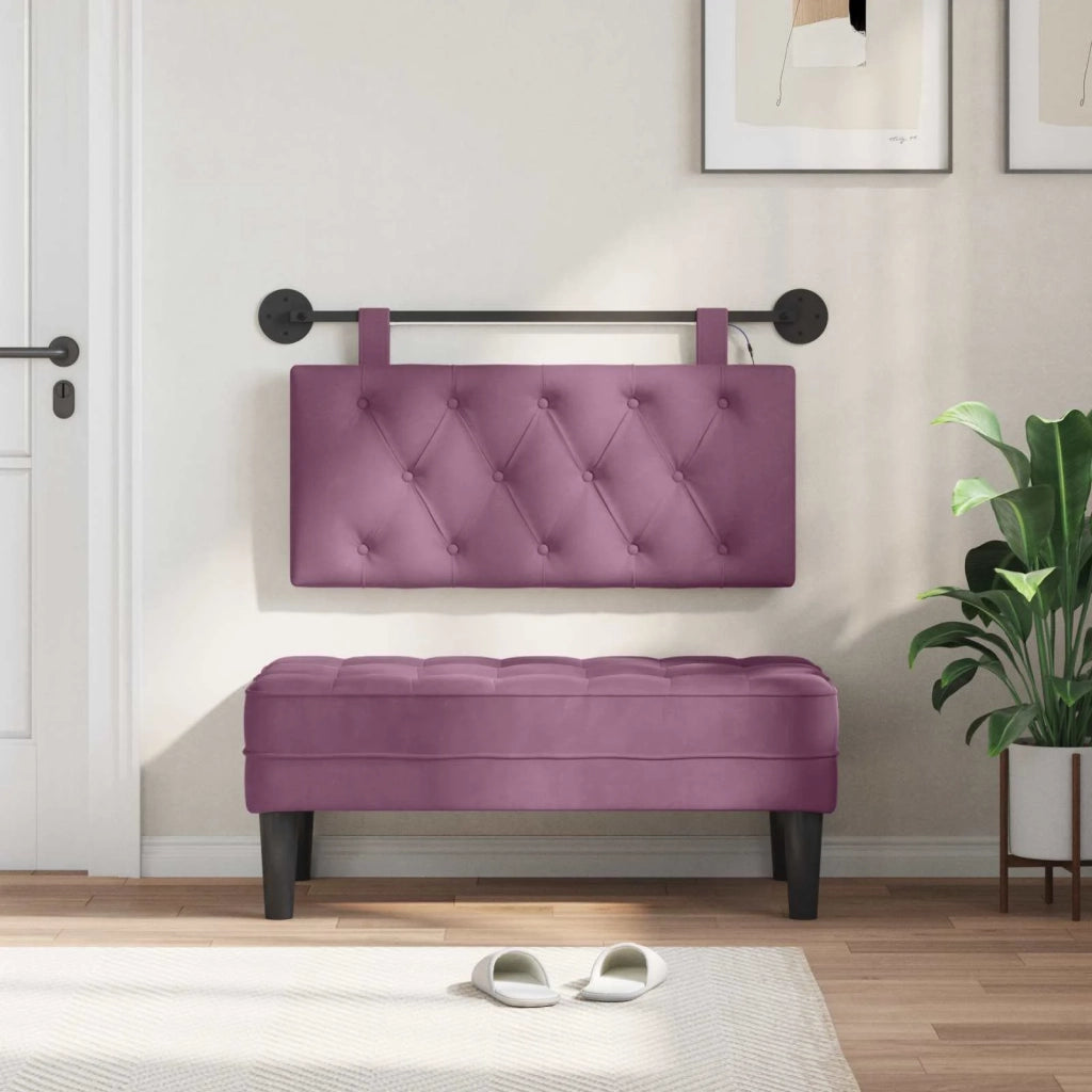 Testiera | Testata sospesa Con luce LED Viola Velluto
