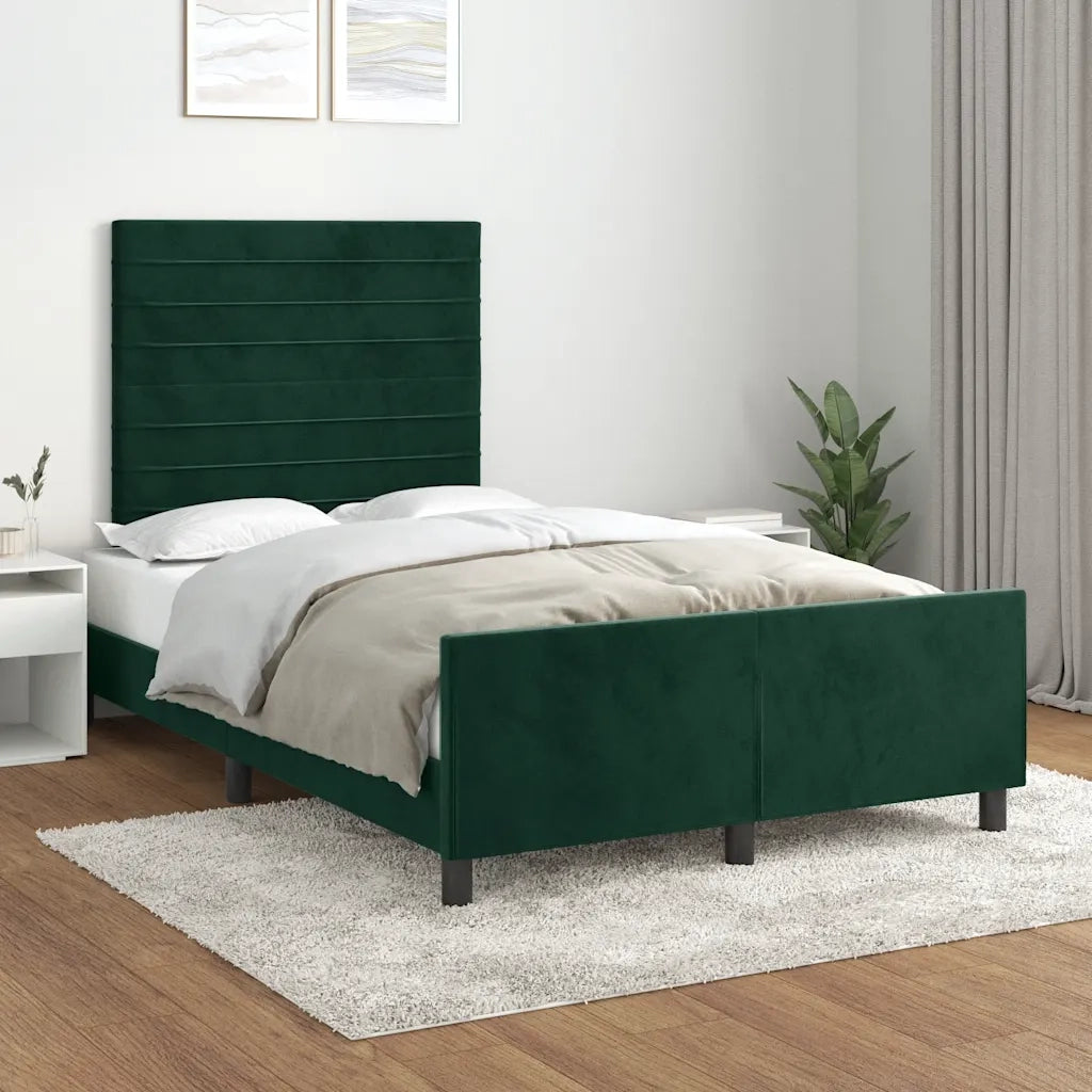 Letto matrimoniale | Letto per adulti | Giroletto senza Materasso Verde Scuro 120x190 cm Velluto