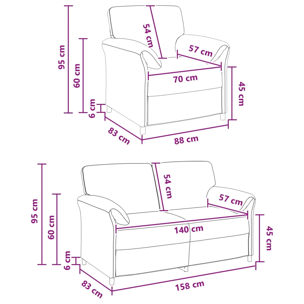 Set di divani 2 pz Verde Mare Velluto 3424910