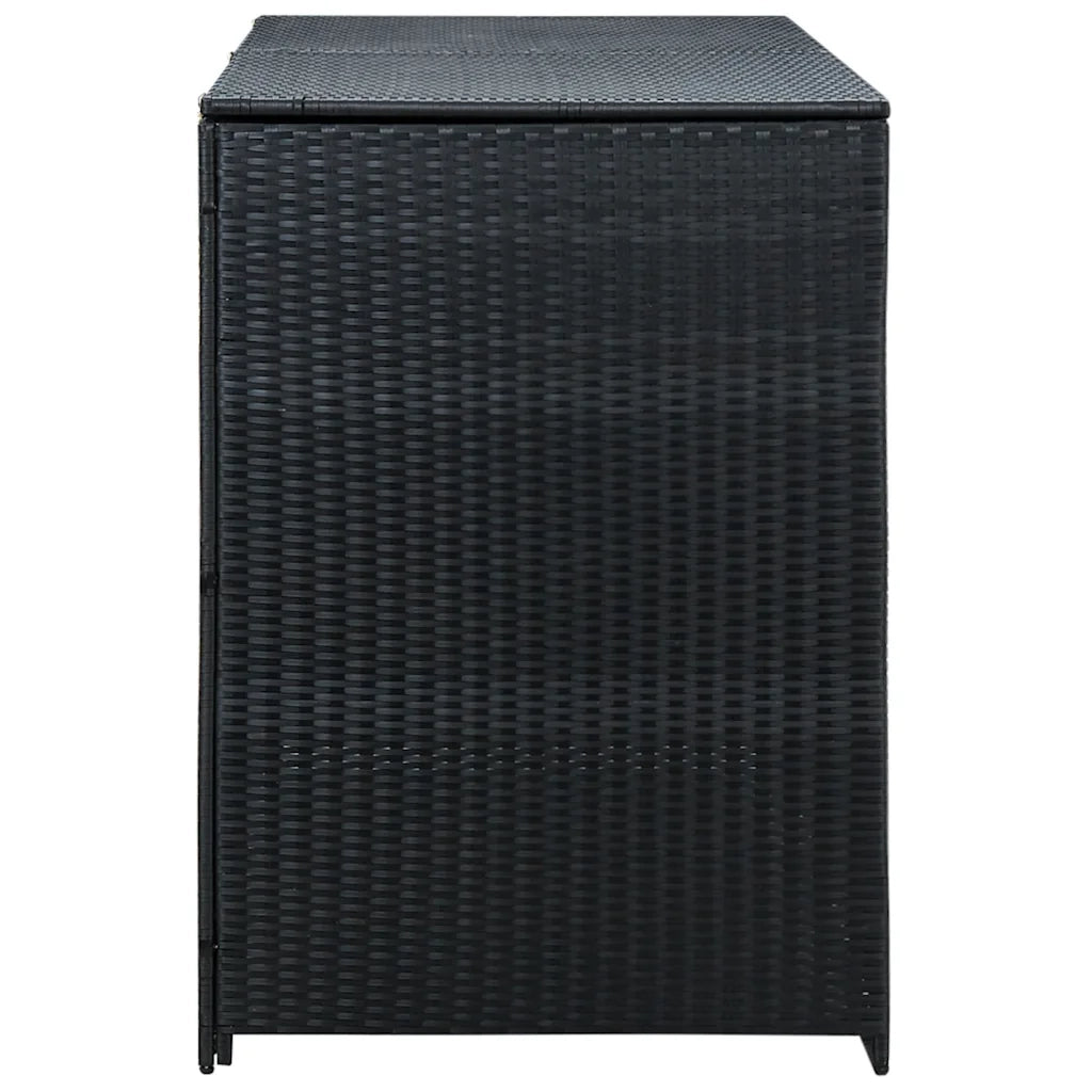 Copribidone Doppio per Spazzatura Polyrattan Nero 148x80x111 cm