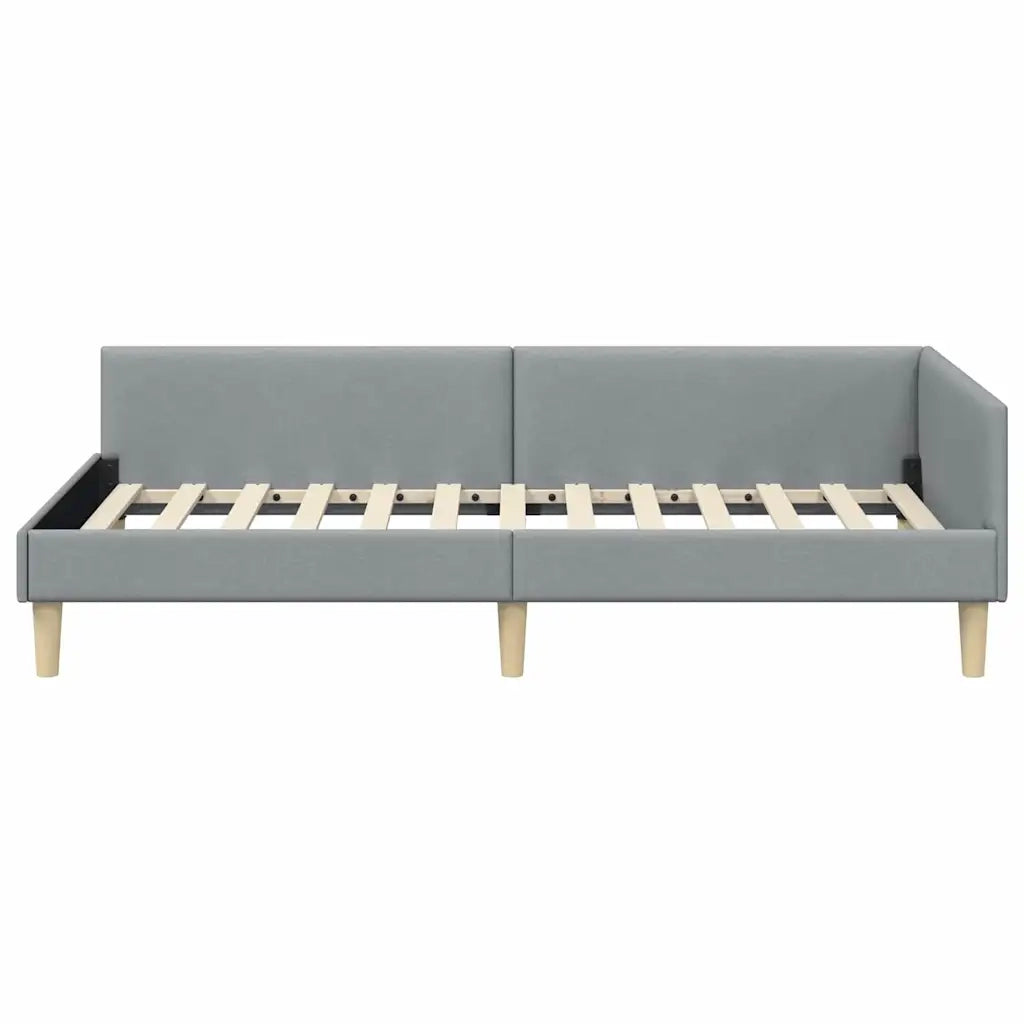Cornice del letto ad angolo Grigio chiaro 80 x 200 cm Tessuto 42016101