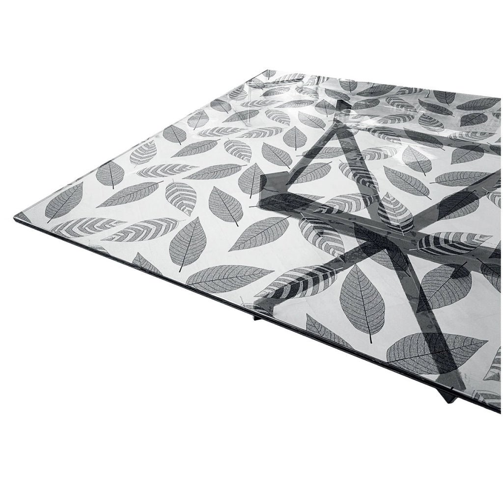 Tovaglia Trasparente Decorata Glitterata Pellicola Pvc 100x220 Cm Tavolo Antimacchia Spessa Foglie (B)