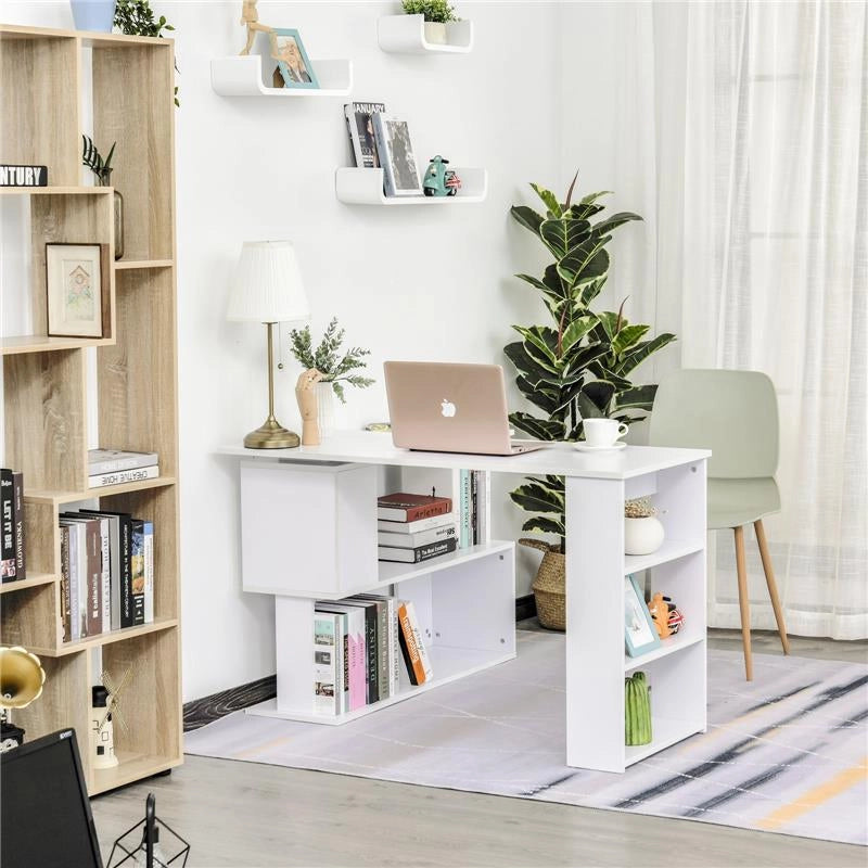 SCRIVANIA AD ANGOLO CON 5 RIPIANI 120 X 100 X 74 CM BIANCA