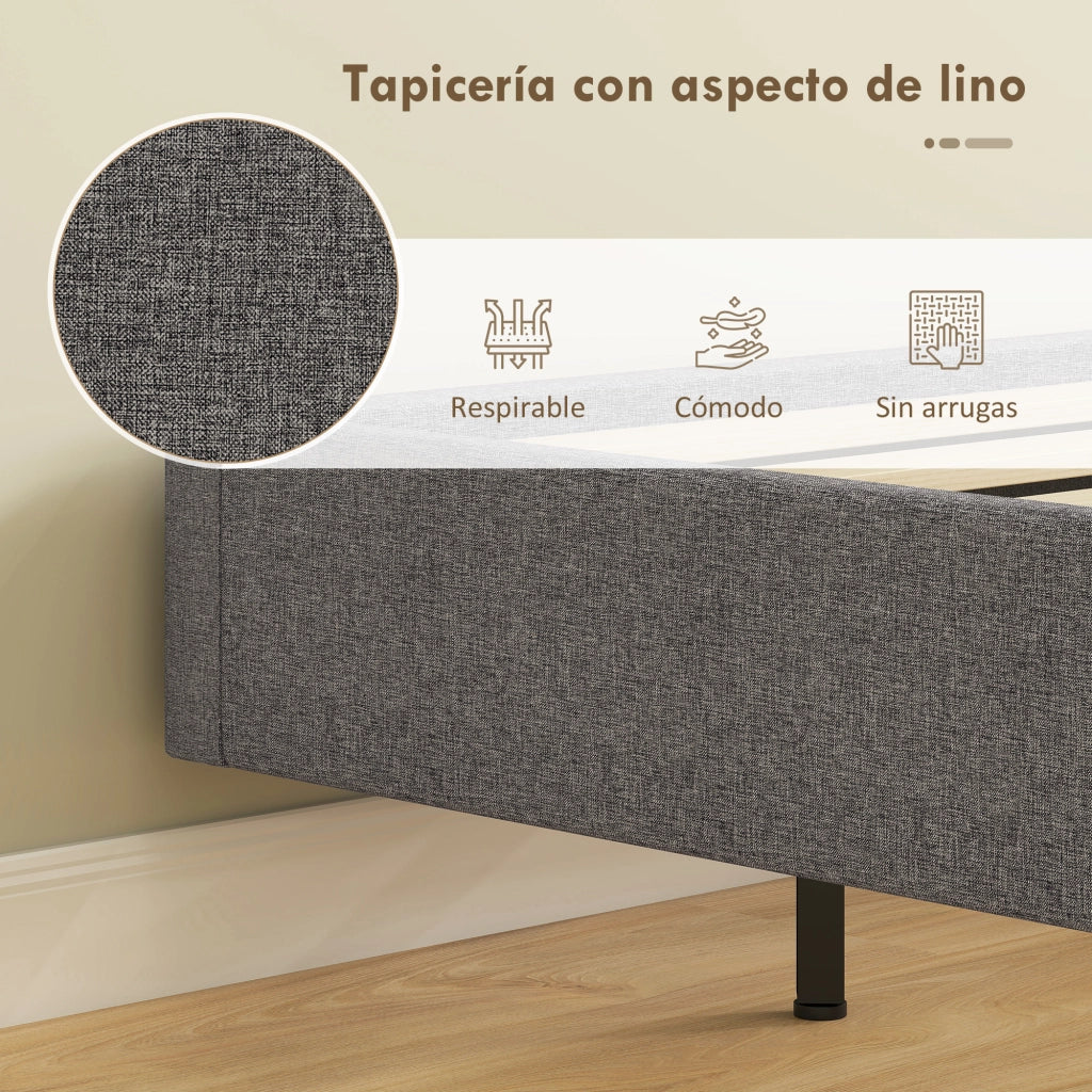 Giroletto con LED 140x190 cm ¨C Xylo ¨C Tessuto Lino Grigio con Doghe in Legno