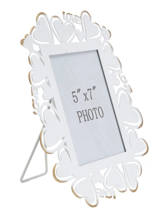 Cornice Heart 25x14,5x27,7 cm in Ferro e Vetro Bianco e Oro
