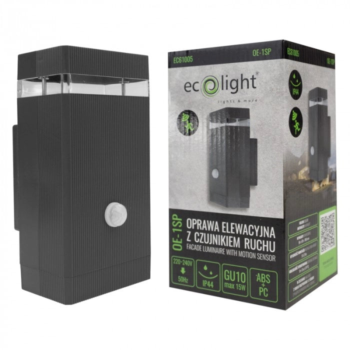 Applique esterno PIR antracite GU10 15W Ecolight OE-1SP
