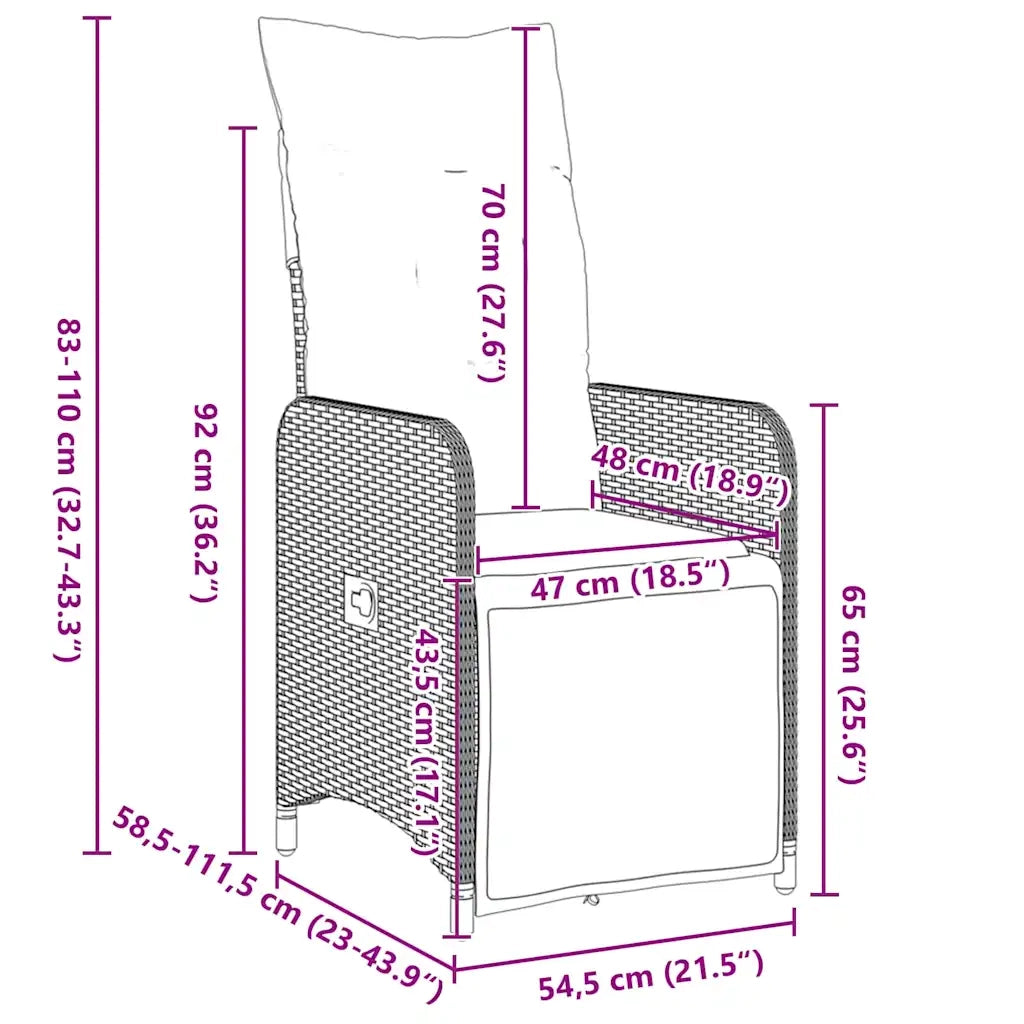 Set da Pranzo per Giardino con cuscino 9 pcs Beige polyrattan 3379687