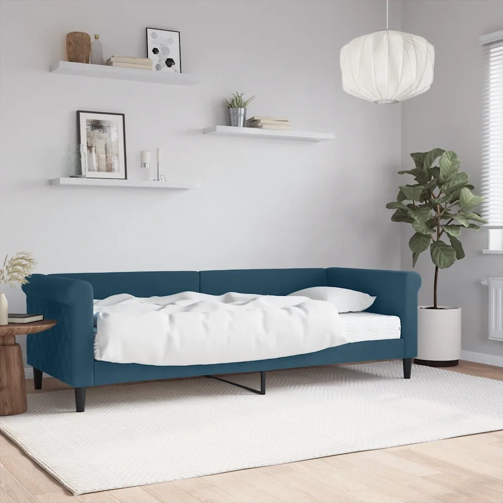 Divano letto | Sof¨¤ letto | Letto singolo con Materasso Blu 80x200 cm in Velluto