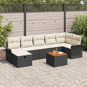 Set Divano da Giardino con cuscino 8 pcs Nero Poly Rattan 3360792