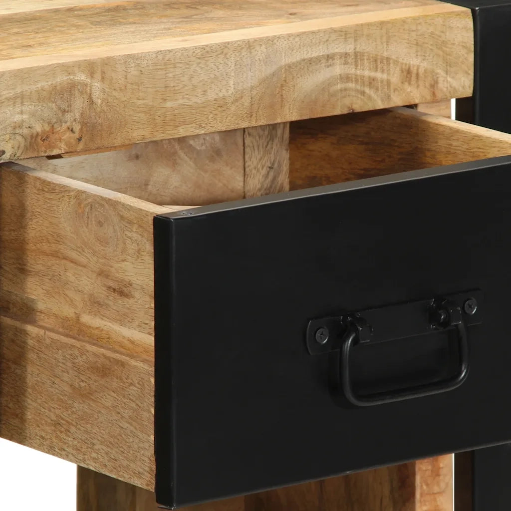 Comodino 40x35x40 cm in Legno Grezzo Massello di Mango 4015949