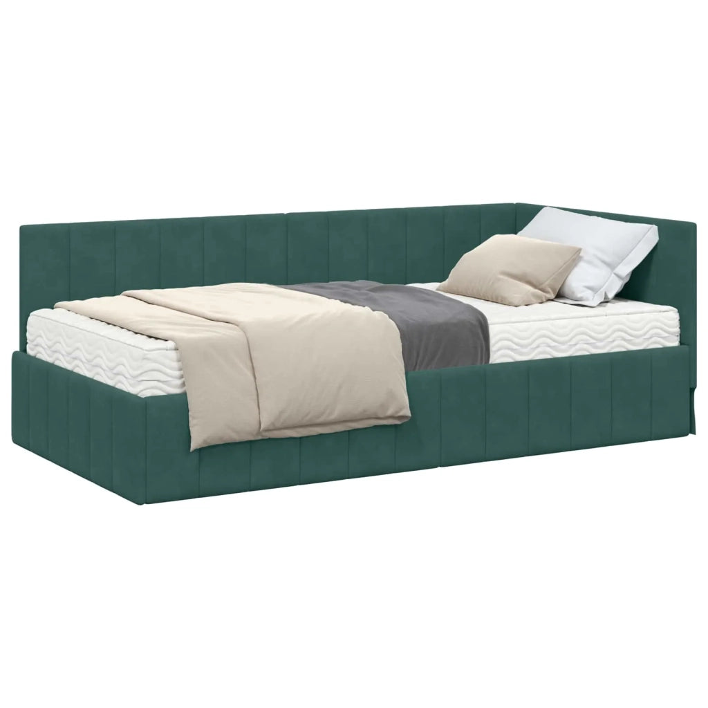 Struttura Letto Angolare con Materasso 2 pcs Verde Velluto 3393850
