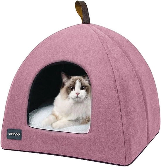 Letto per gatti in piuma soffice - Rosso - Taglia L - Cuscino rimovibile e lavabile