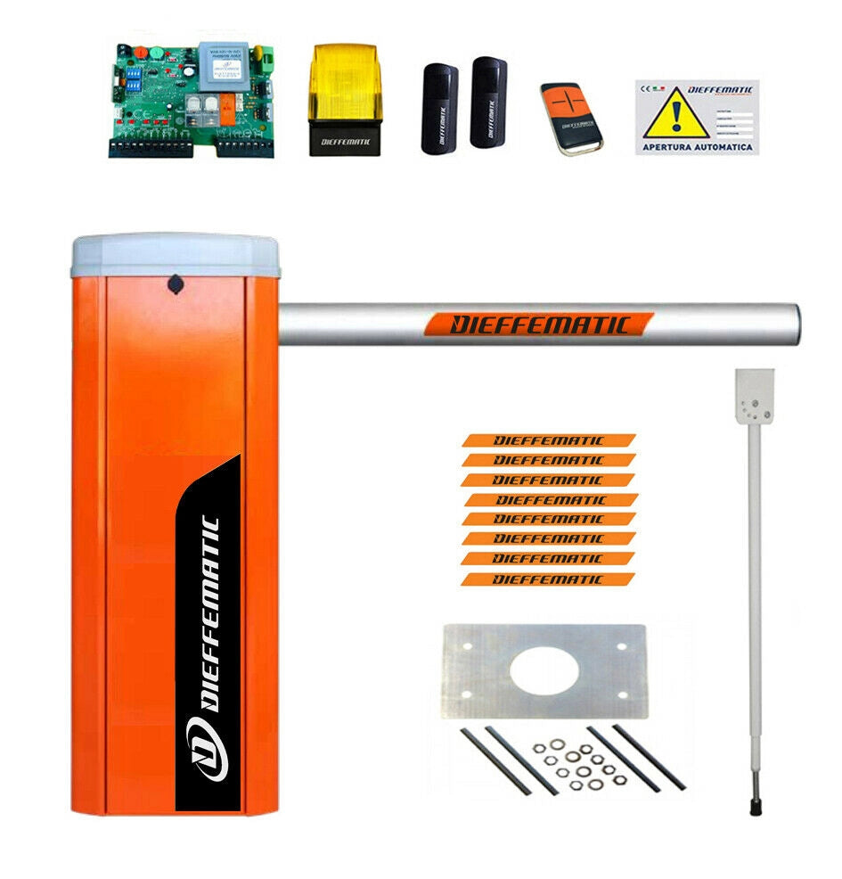 KIT COMPLETO BARRIERE BARRIERA ASTA 6 METRI MT AUTOMATICA STRADALE 24V MOTORE