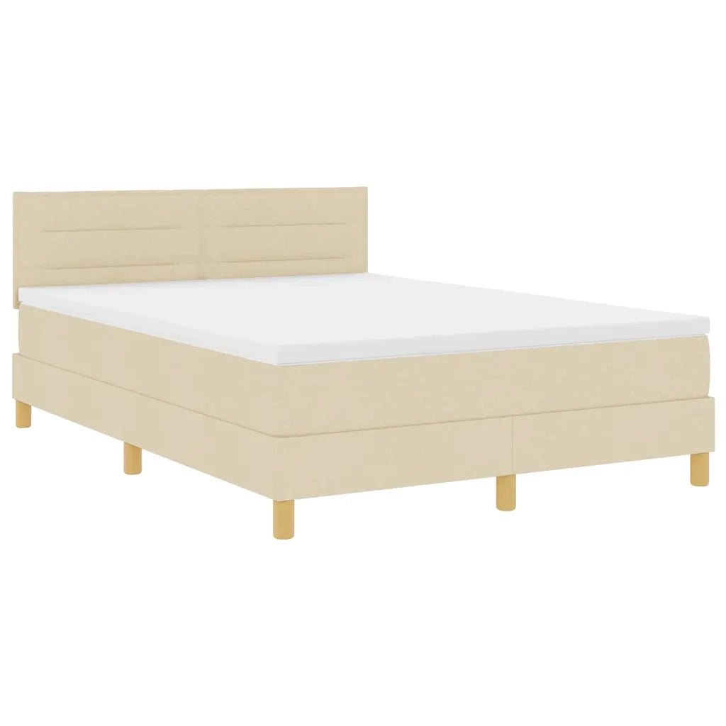 Letto a Sorgente LED con strisce LED Crema 140 x 190 cm Tessuto 3342364