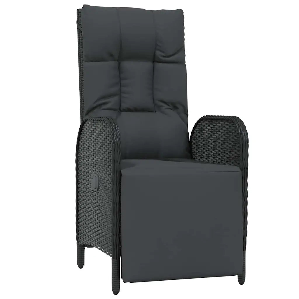 Set da Pranzo per Giardino con cuscino 5 pcs Nero polyrattan 3380122
