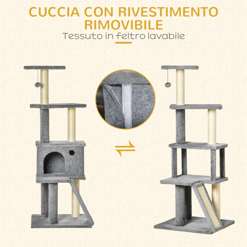 Tiragraffi con Casetta e Scala ¨C Minimal ¨C Grigio 48x48x125 cm
