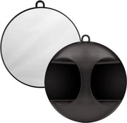 Specchio per capelli a forma rotonda, portatile, leggero, facile da usare, per stilezza di capelli, per uso professionale, per la parte posteriore del capo, nero.