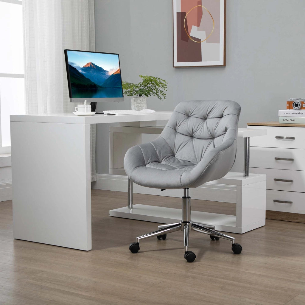 Sedia da Ufficio Girevole ¨C Xylo ¨C Velluto Grigio, Altezza Regolabile, 59x58x80-90cm