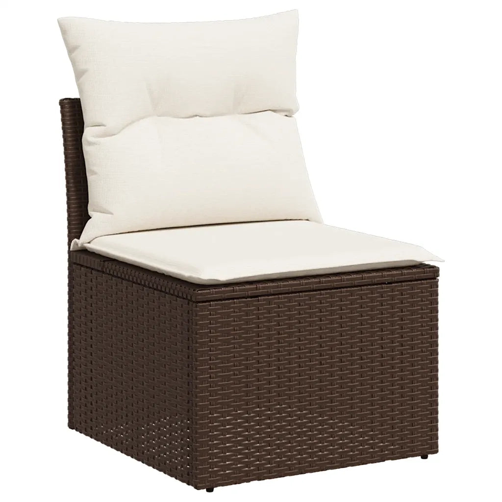 Set Divani da Giardino 11 pz con Cuscini Polyrattan Marrone 3219473