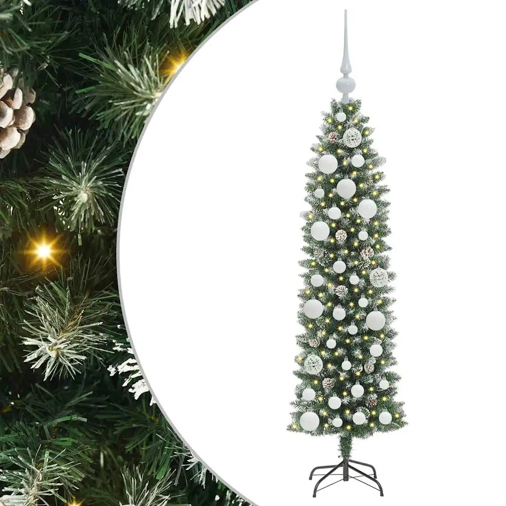 Albero di Natale Artificiale Sottile Verde e Bianco 120 cm 3395272