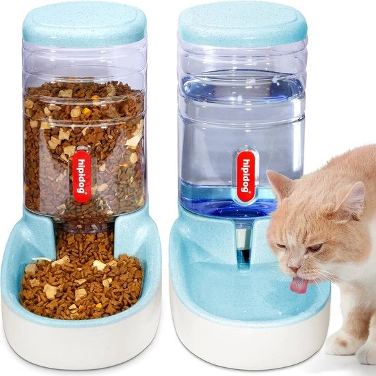 Automatizzatore di Acqua e Cibo 38 L con 1* Distributore di Acqua e 1 * Ciotola Automatica per Animali (Grigio) - Per Gatti e Cani, Soluzione Unica per Animali Domestici