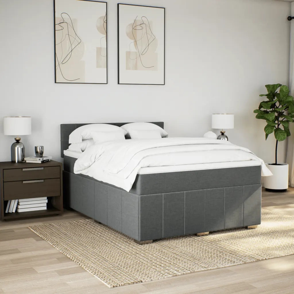Giroletto a Molle con Materasso Grigio Scuro 160x200 cm Tessuto 3287120