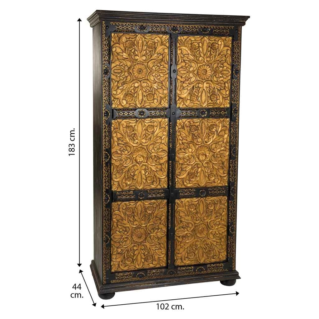 Mobile in legno intagliato nero 102x44x183h