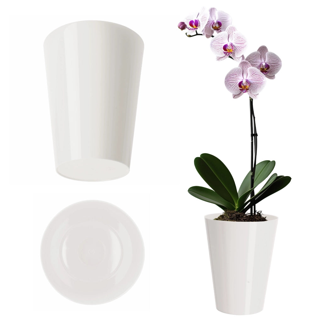 Vaso da fiori KADAX per orchidee, in plastica bianca, 13 cm.