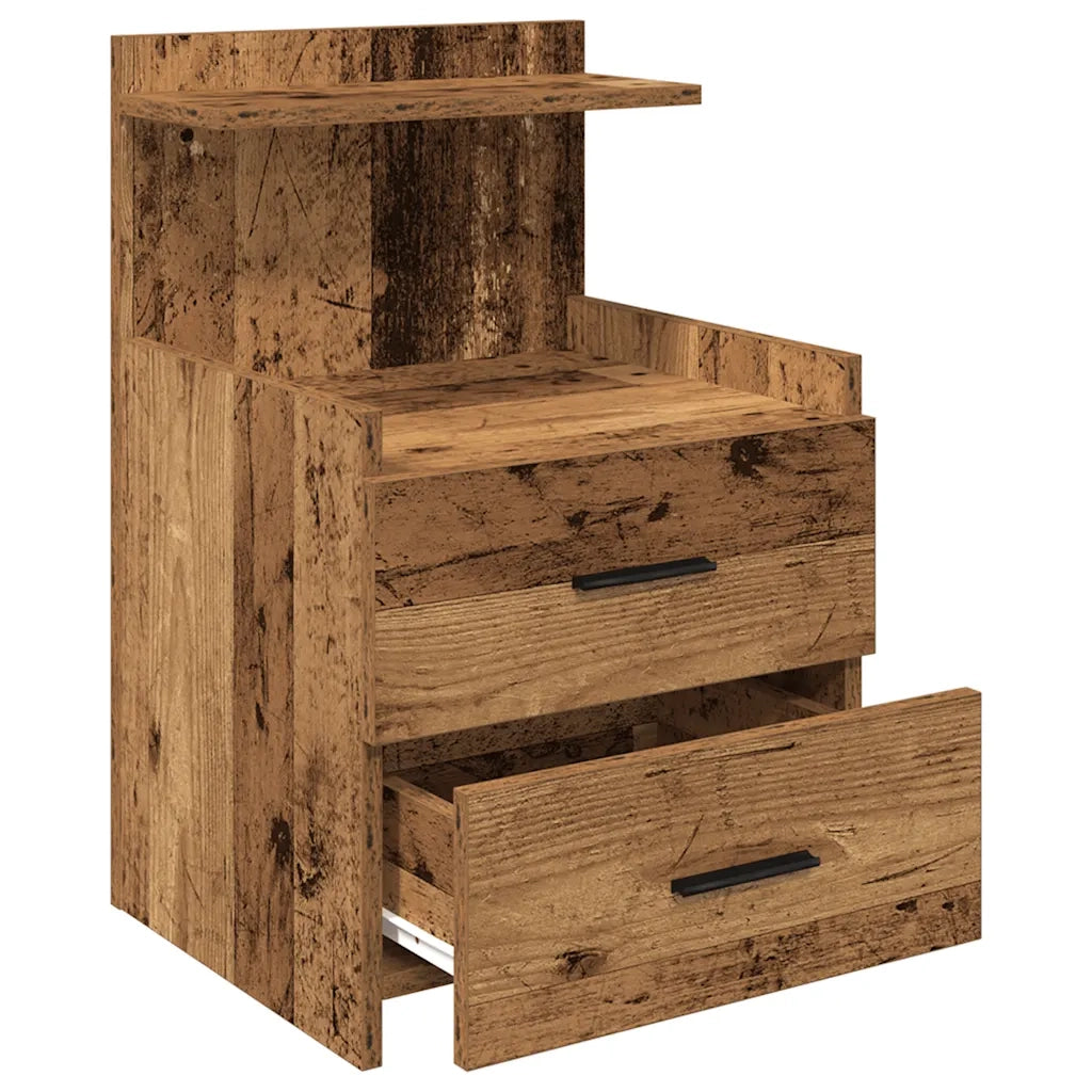 Comodini 2 pz con 2 cassetti in legno vecchio 40x36,5x62 cm 858647