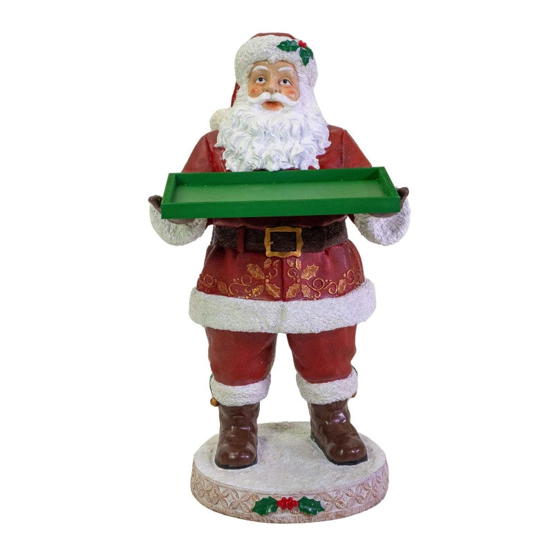 Babbo natale resina con vassoio rosso cm 53x48h93