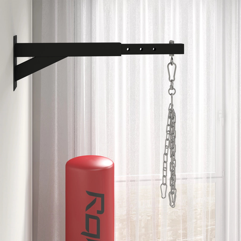 Portasacco da boxe a muro con catene e gancio regolabile ¨C Minimal ¨C Nero 45-65 cm