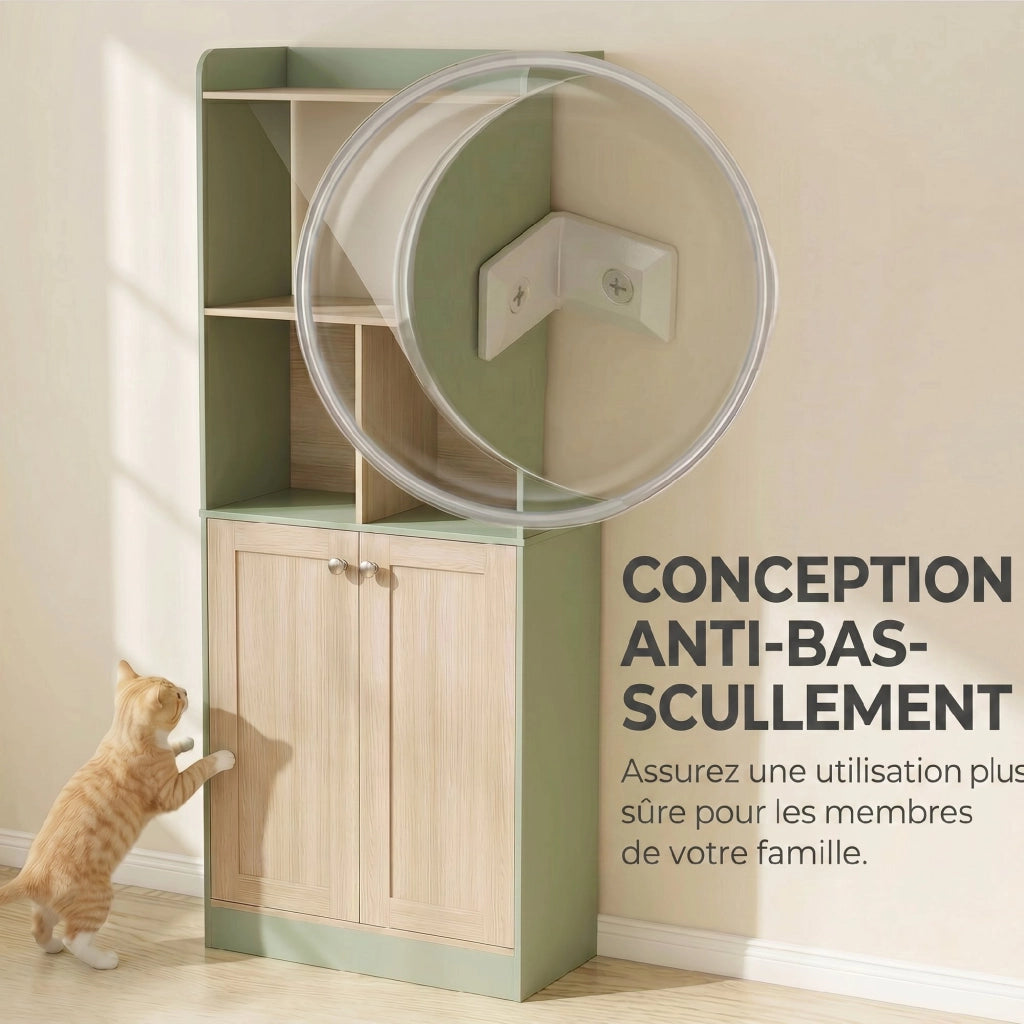 Libreria con 2 ante ¨C zephmum ¨C verde e legno naturale 60x30x161