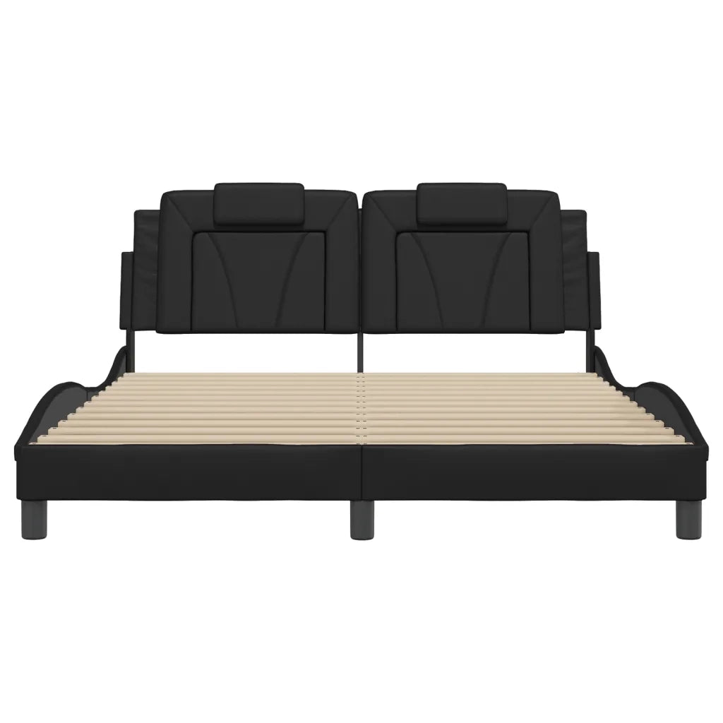 Letto matrimoniale | Letto per adulti | Giroletto Viana con LED senza Materasso Nero 160x200 cm
