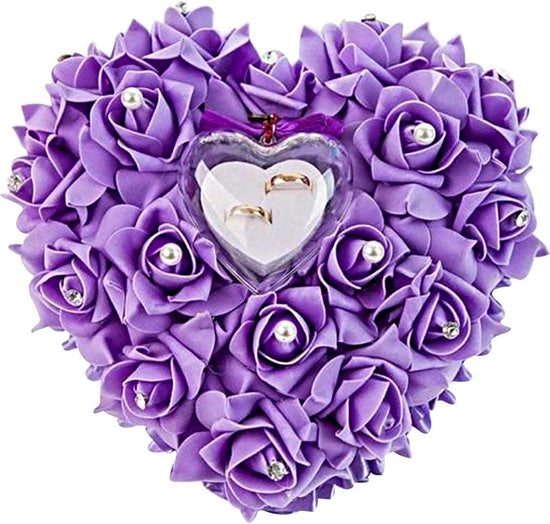 Ring da Fidanzamento con Cuscino e Scatola in Satin Elegante Flora Viola