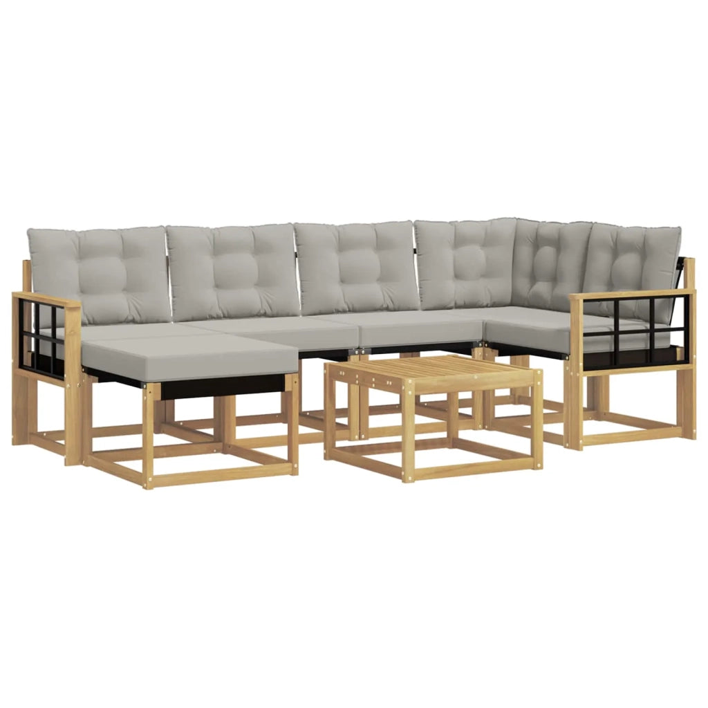 Set di divani da esterno 7 pcs Bianco e Grigio Chiaro 3389673