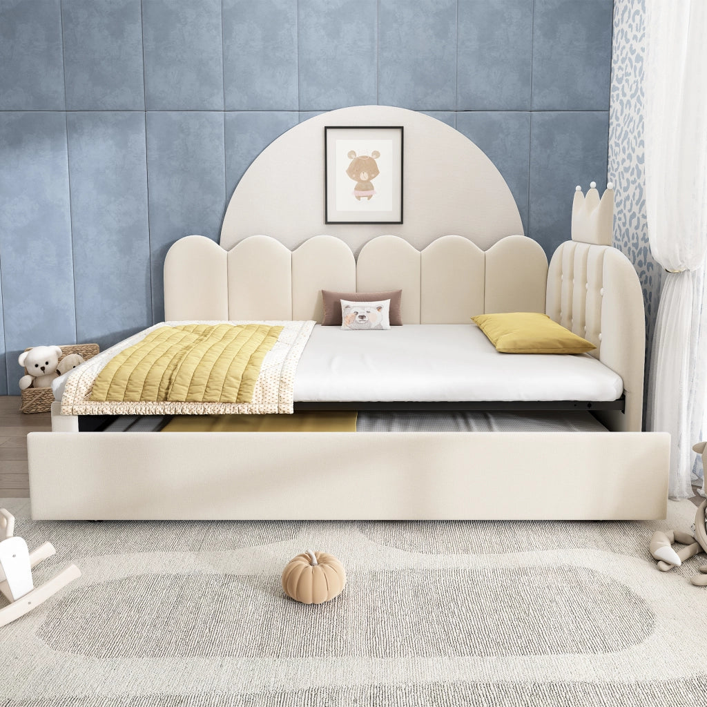Sofa letto con letto estraibile velluto beige 90x200 cm
