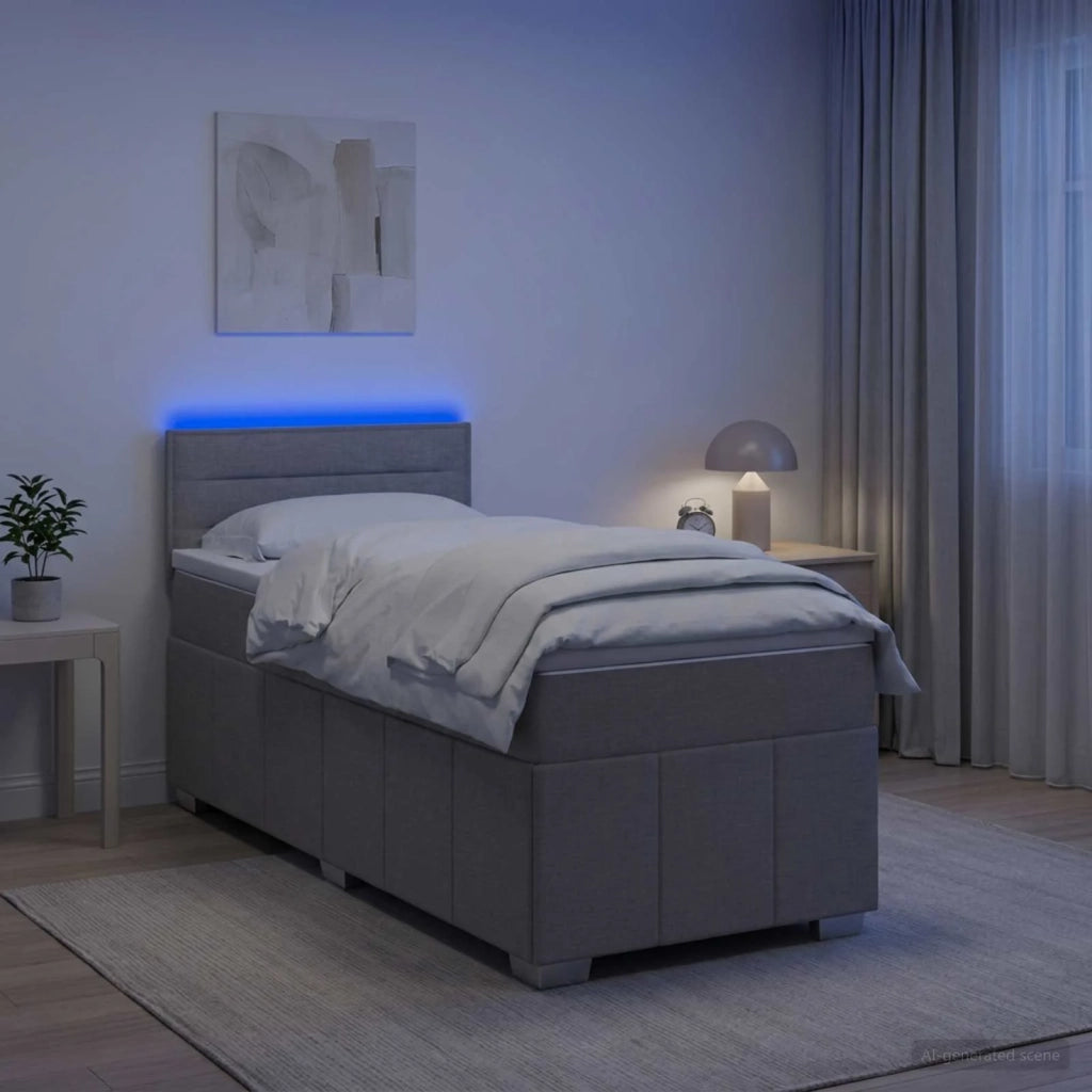 Letto box spring con materasso Grigio Chiaro 90 x 200 cm 3452579