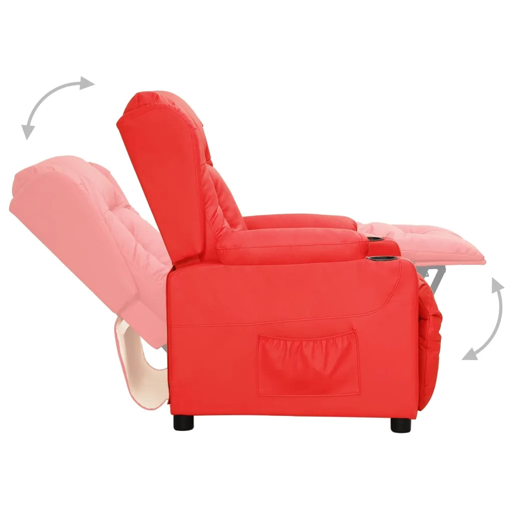 Poltrona Reclinabile Rossa in Similpelle 339073