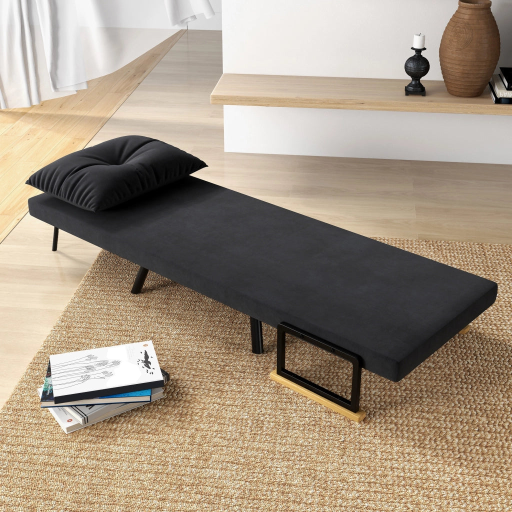 Poltrona Letto Reclinabile con Cuscino ¨C Minimal ¨C Nero 63x73x81 cm
