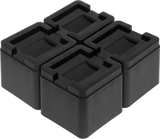Sollevatore di Letto Quadrato Nero Regolabile in Alto con Ruote - 74 cm o 148 cm - Antiscivolo (Set da 4)