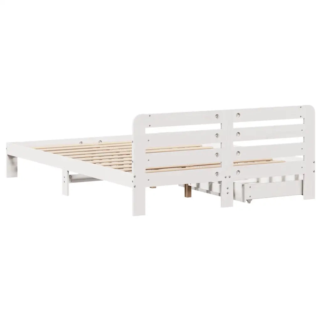 Letto matrimoniale | Letto per adulti | Giroletto senza Materasso Bianco 150x200 cm Legno Massello Pino