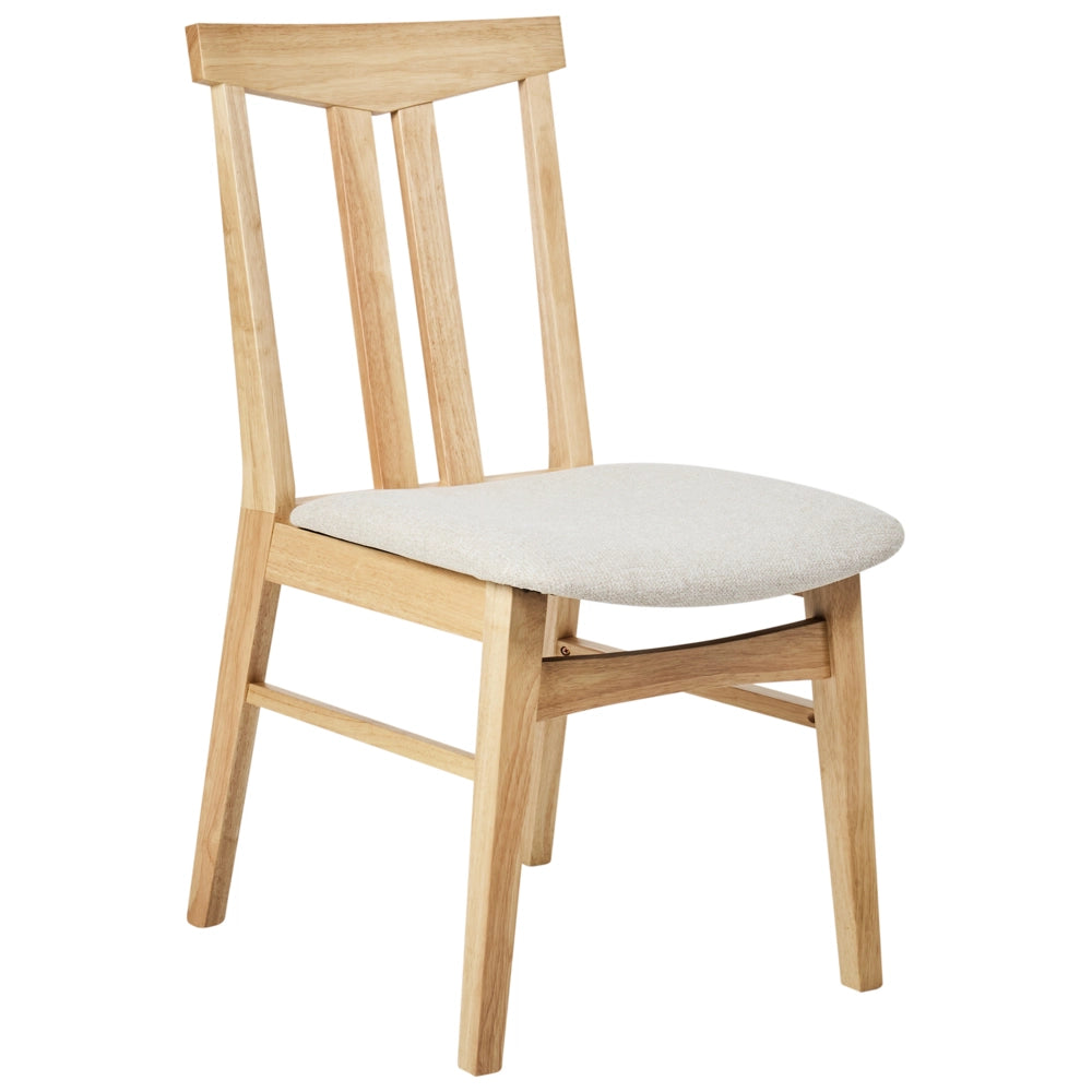 Set di 2 sedie da pranzo in tessuto beige con struttura in legno chiaro tradizionali retrò senza braccioli