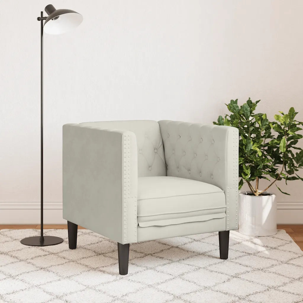 Poltrona Chesterfield Crema in Velluto 372680