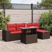 Set Divano da Giardino 6 pz con Cuscini Marrone Polyrattan 3327934